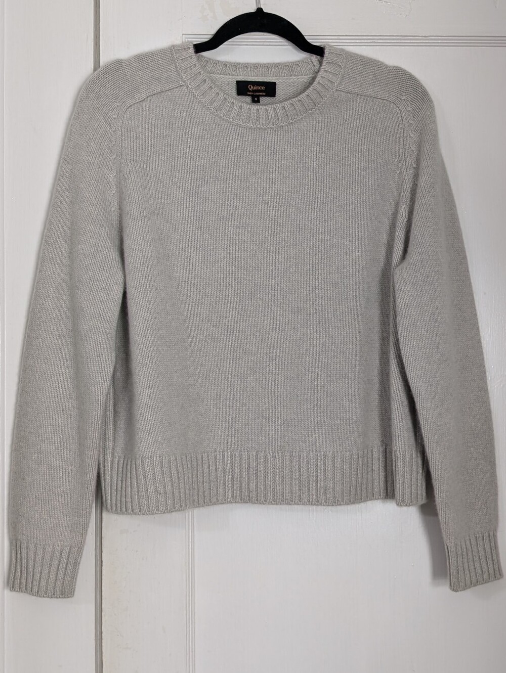 Quince 100% Baby Cashmere Women's Light Gray Sweater Sz Small Luxury Pullover